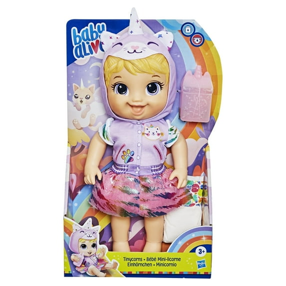 Baby Alive Tinycorns Doll, Panda Unicorn, Accessories, Drinks, Wets, Blonde Hair Toy Doll Playset, 4 Pieces Included