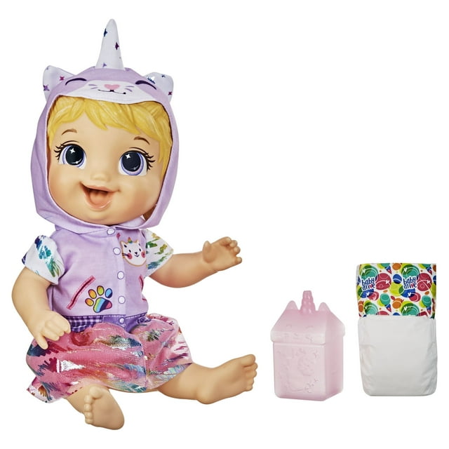 Baby Alive Tinycorns Doll, Panda Unicorn, Accessories, Drinks, Wets, Blonde Hair Toy Doll Playset, 4 Pieces Included