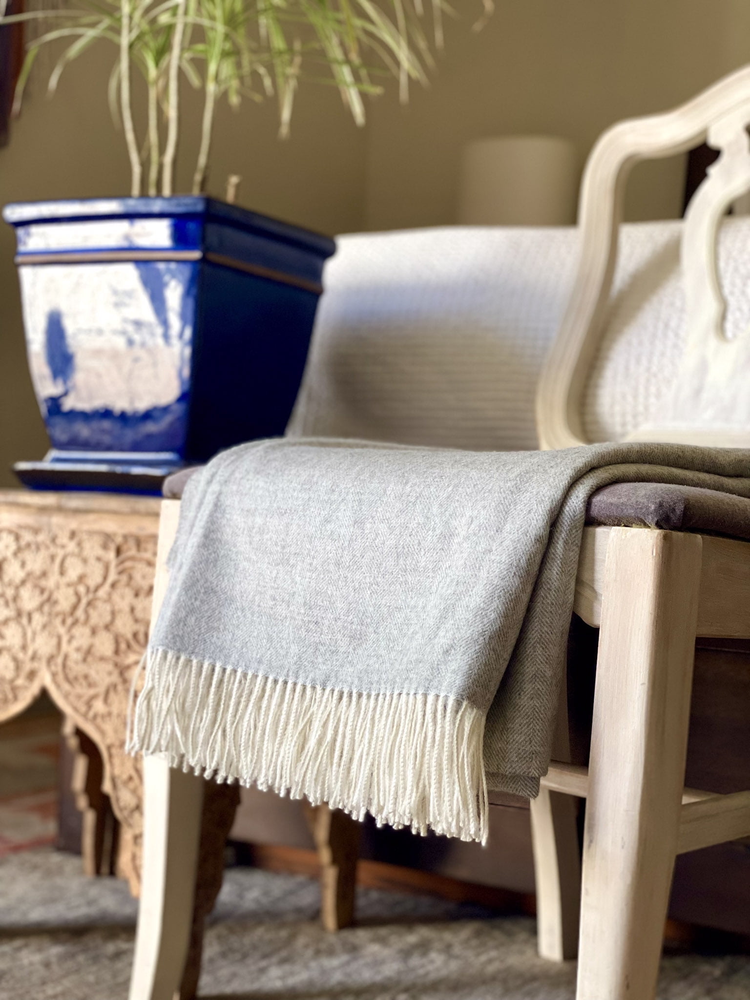 Solid Throw Baby Alpaca Authentic Alpaca Wool Herringbone Solid Throw Soft, Cozy ...