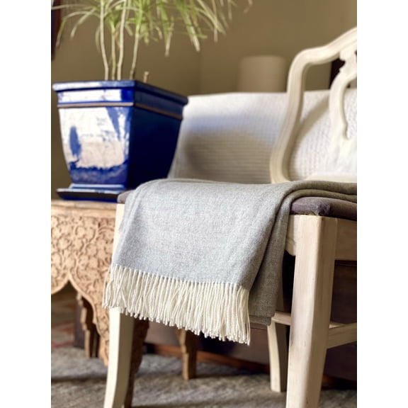 Baby Alpaca Authentic Alpaca Wool Herringbone Solid Throw Soft, Cozy, Peruvian Woven Throw from Peru -Cordillera Volcano