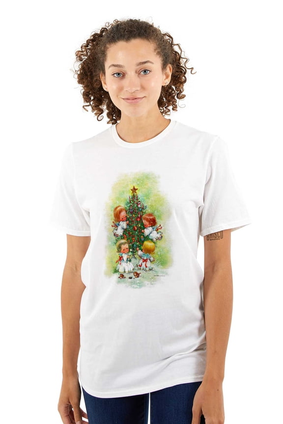 Baby Angels Decorating Christmas Tree Women's Graphic T Shirt Tees Brisco Brands M