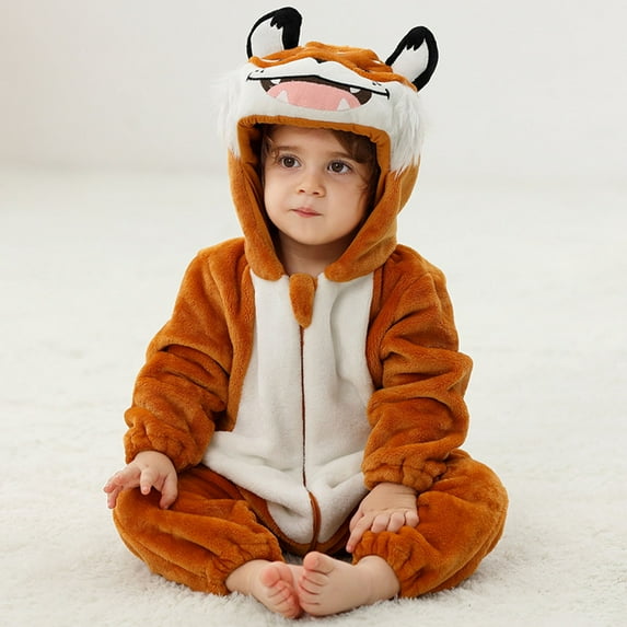 Animal Baby Boy Girl Jumpsuit Toddler Baby Cute Hoodie Jumpsuit Soft Baby Long Sleeve Romper Winter Clothes for 1-2 Years