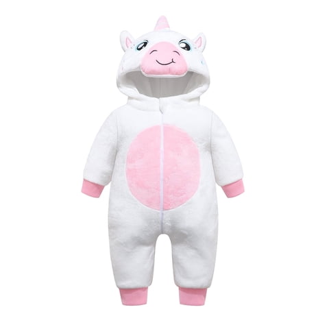 Baby Animal Costume, Plush Hooded Fleece Jumpsuit for Infant Toddler Boys and Girls, Halloween Cosplay