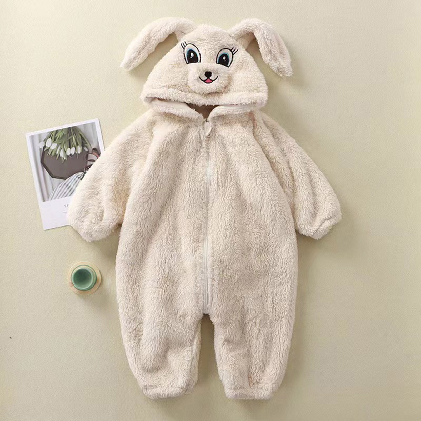 Baby Animal Cute Hooded Beige Romper main image 1