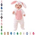 thumbnail image 1 of Baby Animal Halloween Costumes Soft Warm Bunny Halloween Hooded Jumpsuit Infant Halloween Dress Up, 1 of 9