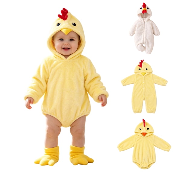 Baby Animal Outfit Long Sleeve Zipper Hooded Romper Toddler Chicken for Girls Winter Clothes Size 0-24 Months