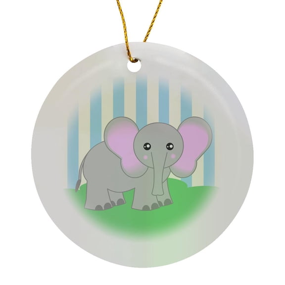 3drose, Baby Animals Blue Elephant, Circle Porcelain Ornament