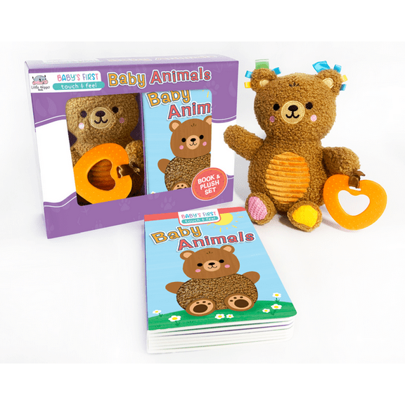 Baby Animals - Sensory Board Book with Bear Plush and Teether