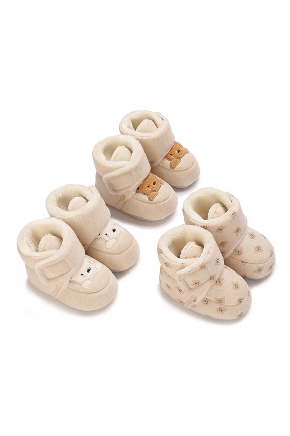 Baby Ankle Boots Infant Boys Girls Fleece Booties Anti-Slip Rubber Sole Sneakers Toddler Newborn Walking Crib Shoes