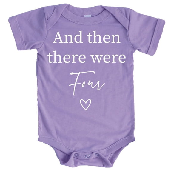 Baby Announcement And Then There Were 4 Heart Baby Big Sister Big Brother Sibling Purple Bodysuit 6 Months