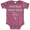 thumbnail image 1 of Baby Announcement And Then There Were 4 Heart Baby Big Sister Big Brother Sibling Vintage Burgundy Bodysuit 6 Months, 1 of 2