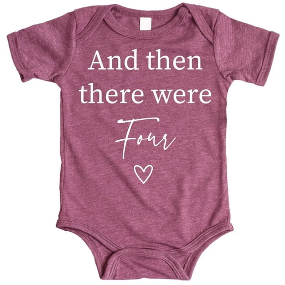 Baby Announcement And Then There Were 4 Heart Baby Big Sister Big Brother Sibling Vintage Burgundy Bodysuit 6 Months