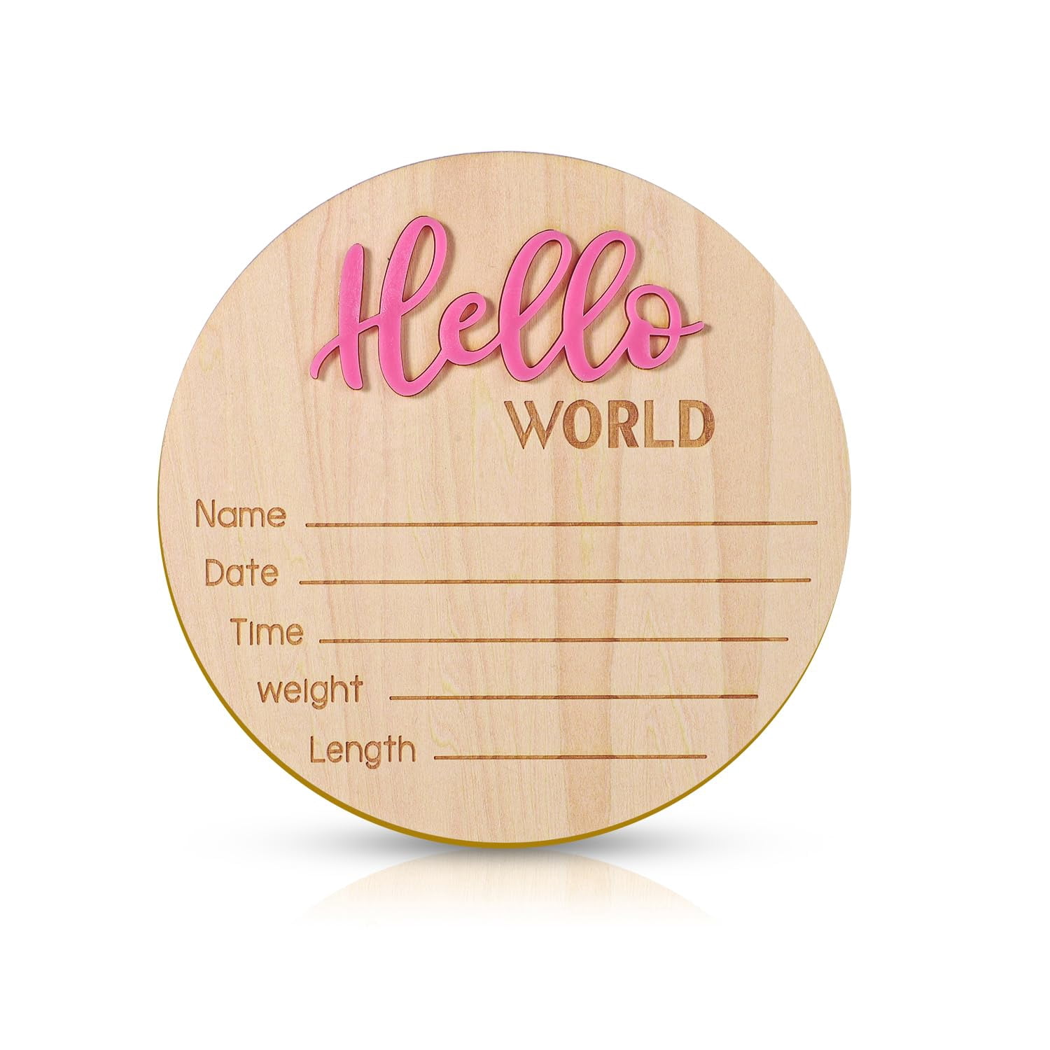 Baby Announcement Sign - 5.9 Inch Wooden Hello World Newborn Welcome Plaque For Hospital Photos, Nursery (Blue) - View #10