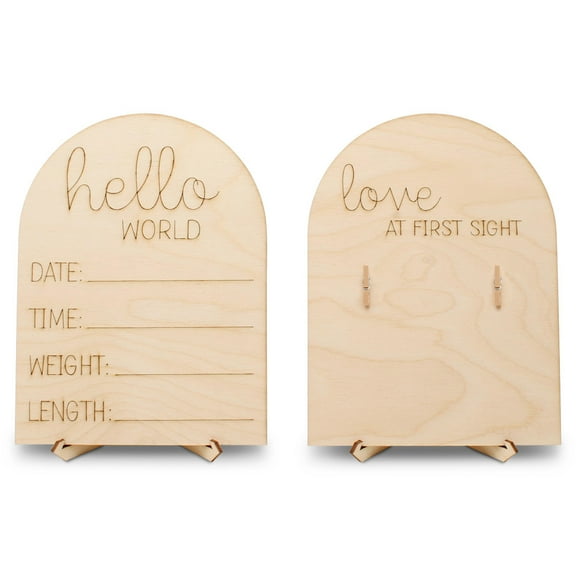 Baby Announcement Sign & Ultrasound Picture Frames Kit 8-inch Ea, Pack of 1 for Baby Shower Gift and Boho Nursery Decor, by Woodpecker