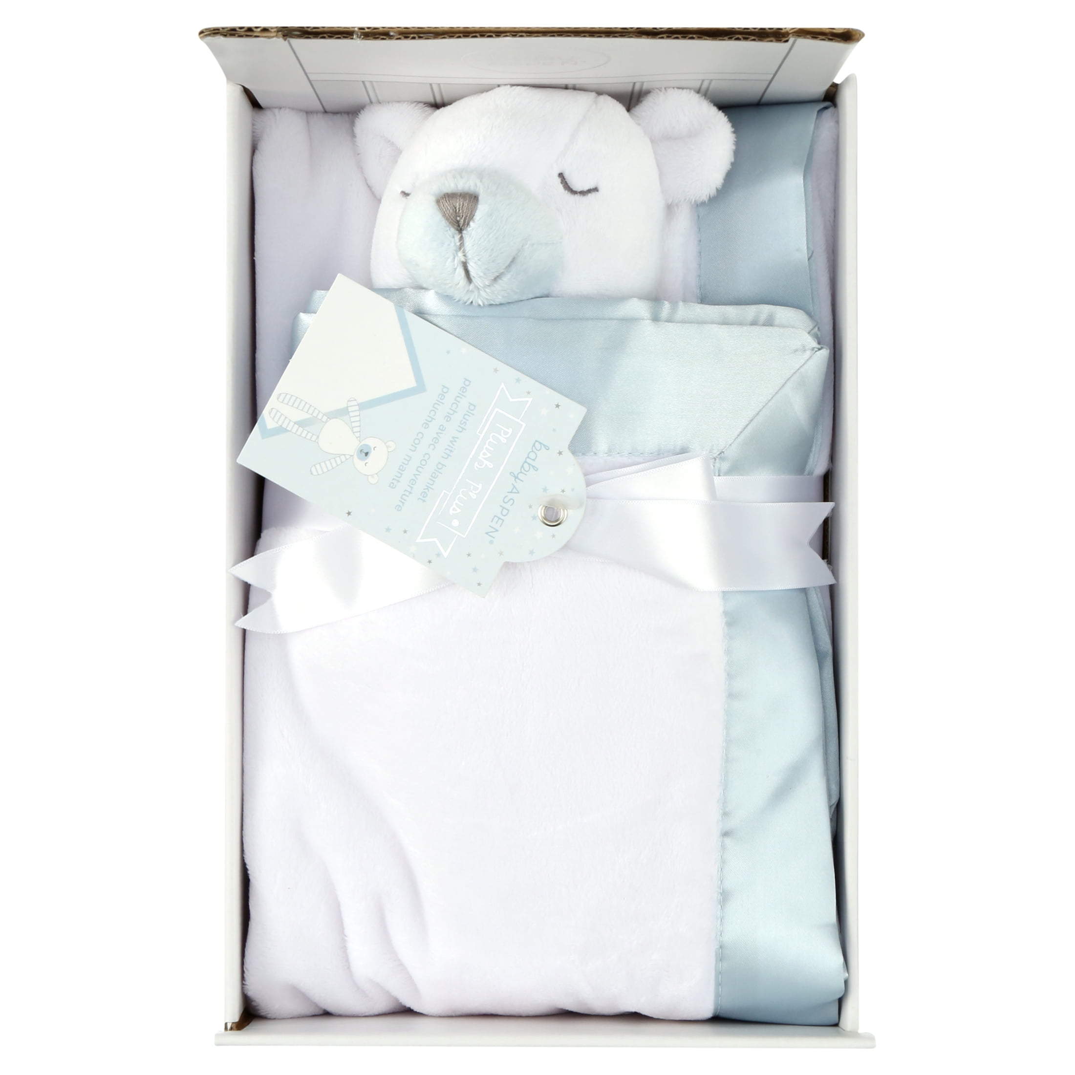 Baby Aspen Infant Solid Satin Plush Baby Blankets, Crib, Blue