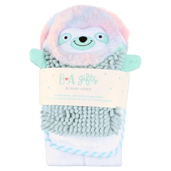 Baby Aspen Rainbow Sloth Bath Gift Set, 4 Pc