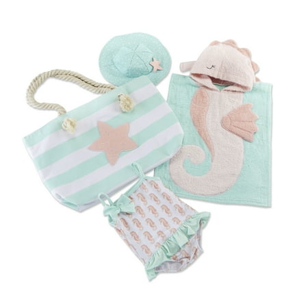 Baby Aspen Seahorse Beach Gift Set with Canvas Tote for Mom, 4 pc