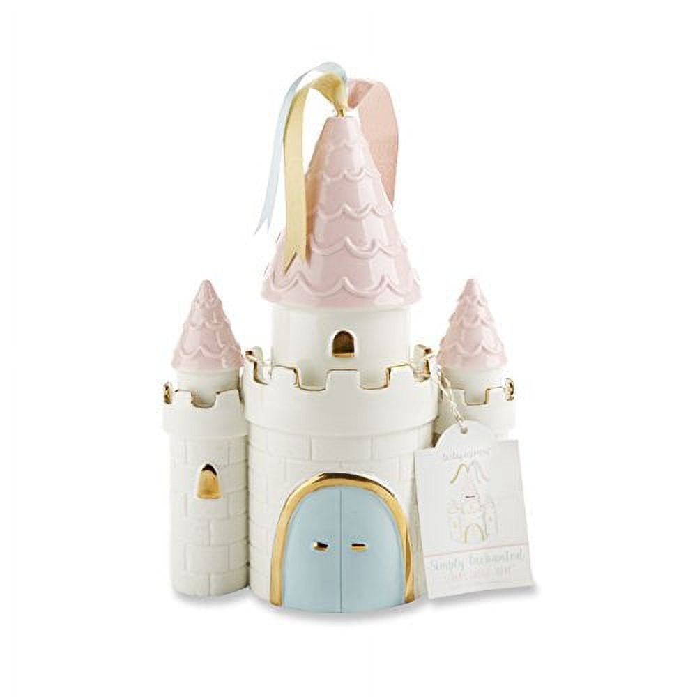 Baby Aspen Simply Enchanted Ceramic Castle Bank - Nursery Decor Money Bank For Baby Girls
