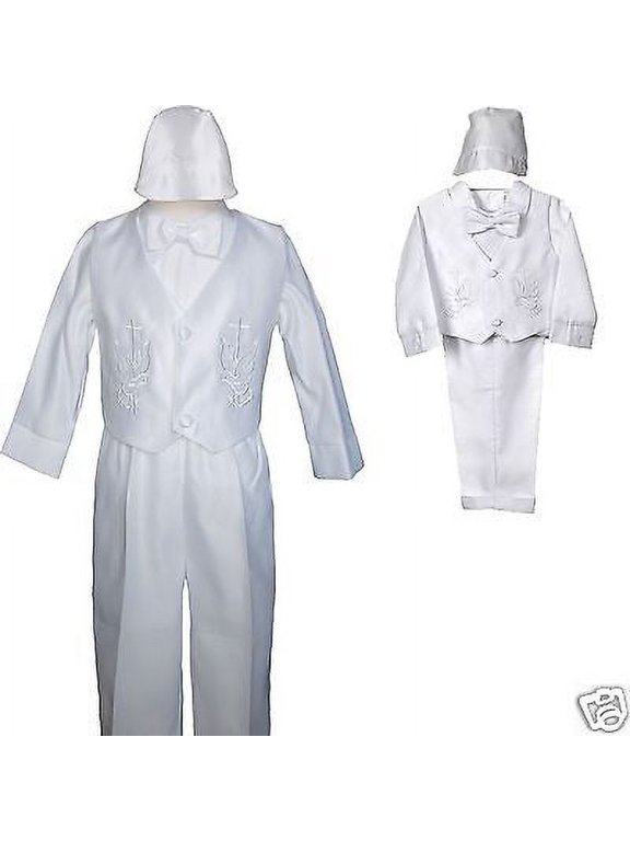 Baby BOY CHRISTENING BAPTISM FORMAL VEST SUIT Set WHITE sz XS S M L XL 2T 3T 4T
