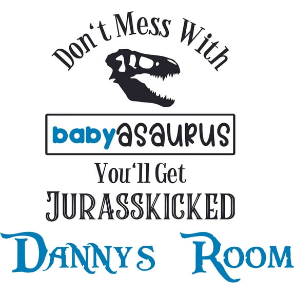 Baby Babies Dino Dinosaur Jurassic Cartoon Personalized Wall Decal Custom Vinyl Wall Art - Personalized Name - Baby Girls Boys Kids Nursery Daycare Decor Wall Stickers Decorations Size (30x30 inch)