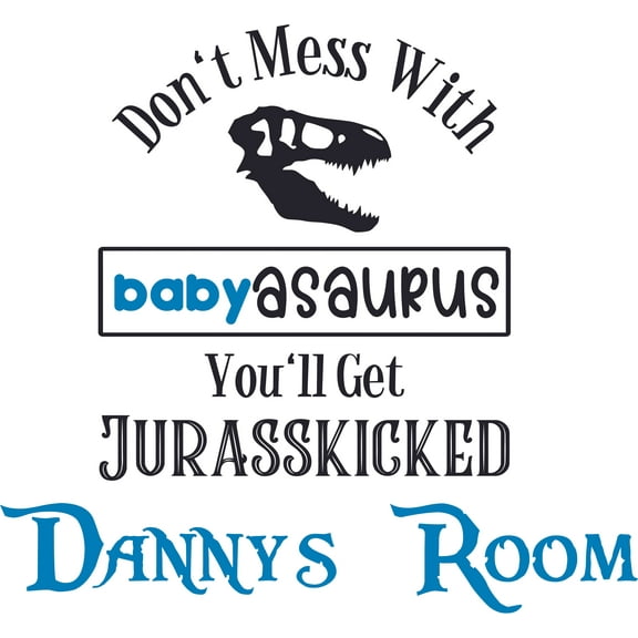 Baby Babies Dino Dinosaur Jurassic Cartoon Personalized Wall Decal Custom Vinyl Wall Art - Personalized Name - Baby Girls Boys Kids Nursery Daycare Decor Wall Stickers Decorations Size (30x30 inch)