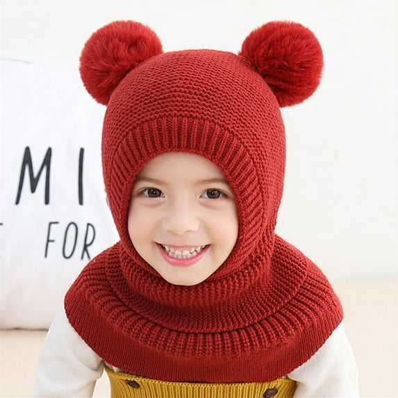 Baby Balaclava Hat Scarf Earflap Set 2 in 1 Kids Warm Windproof Knit Warm Beanie Hat for Cold Weather Baby Boy Beanie 2-5 Years