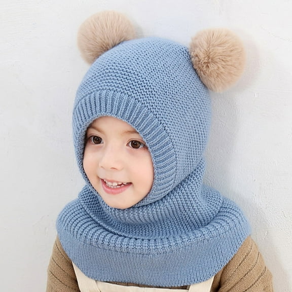 Toddler Winter Hat Scarf 2 in 1 Boys Girls Warm Windproof Lined Knitted Beanie with Neck for Christmas Baby Beanies