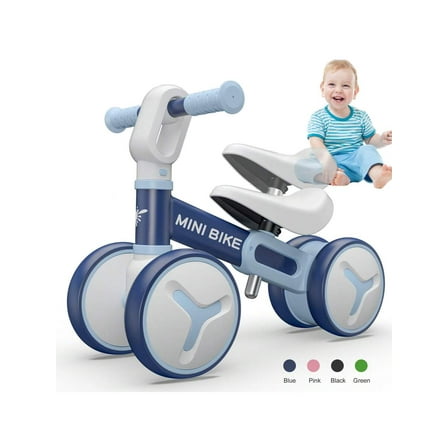 Baby Balance Bike With 4 Wheels Adjustable Seat Toddler Balance Ride Bike Toy Kid Walker Birthday Gift For 1/2/3 Year Old Boy&Girl Durable Bike With Shock Absorption Baby And Toddler Balance Training