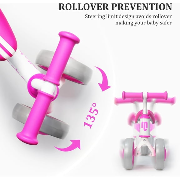 Baby Balance Bike, Cute Toddler Bikes 12-36 Months Gifts for 1 Year Old Girl Bike to Train Baby from Standing to Running with Adjustable Seat Silent & Soft 3 Wheels