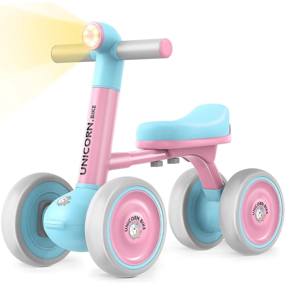 Baby Balance Bike for 1+ Years Old, Baby Bicycle 12-24 Months Toddler Bike with No Pedal 4 Silence Wheels and Light (Pink)