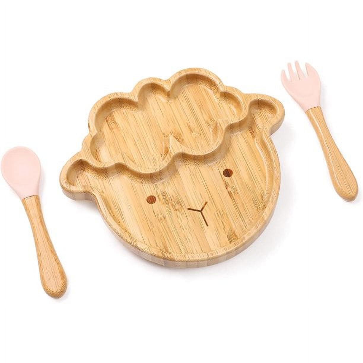 Baby Bamboo Suction Plates Set with Spoons & Fork, Baby Food Dishes