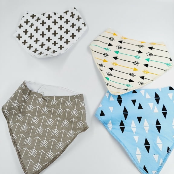 Baby Bandana Drool Bibs for Drooling and Teething 4 Pack Gift Set "Triangle by