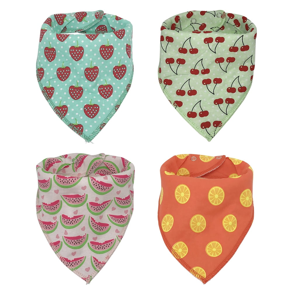 Baby Bandana Drooling and Teething Bibs, 4-pack (Summer Fruits)