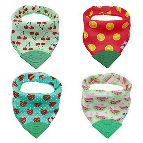 Baby Bandana Teething Bibs in Fruit Designs (4 Pack)