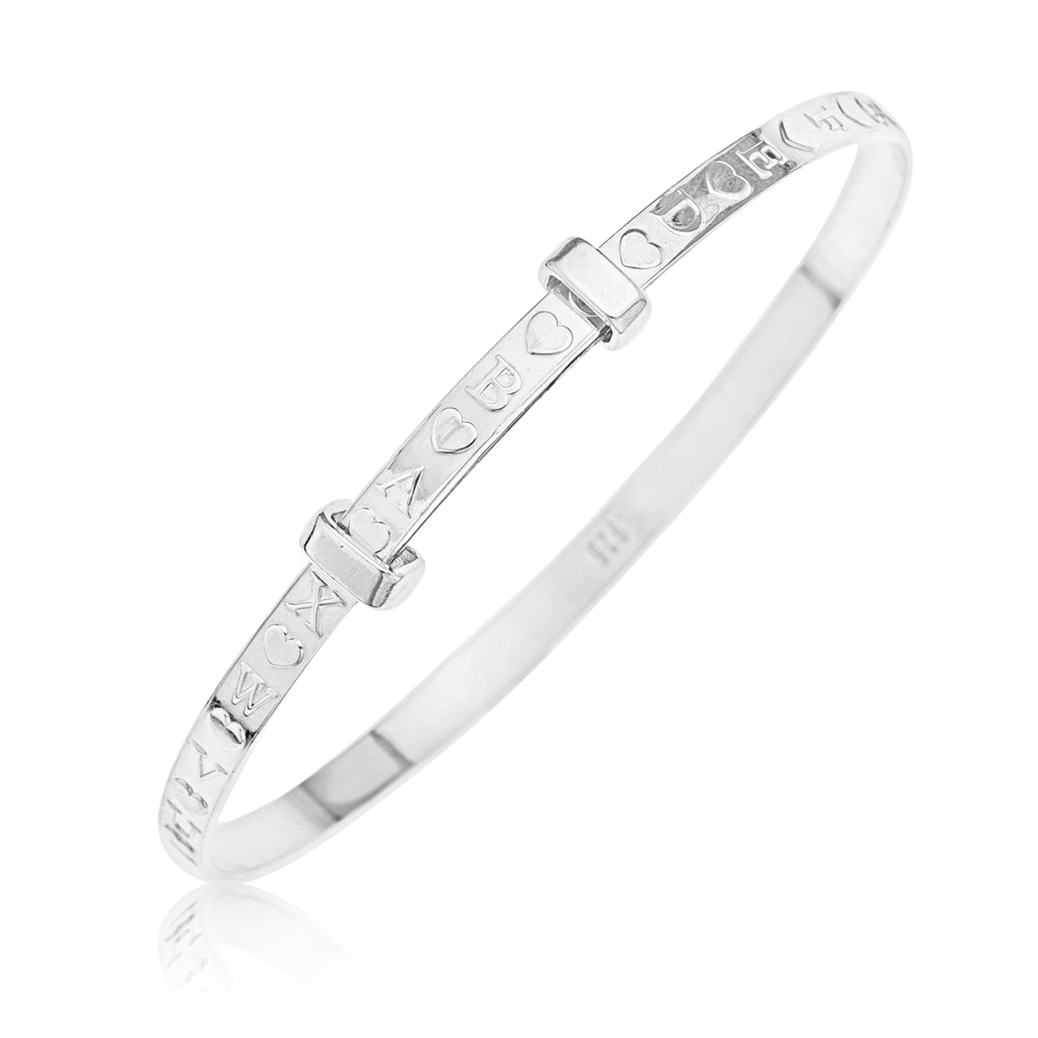 LITTLE GOLD DAISY Baby Bangle ABC Bracelet Sterling Silver Baby Shower - Baptism Christening Gift Boy and Girl