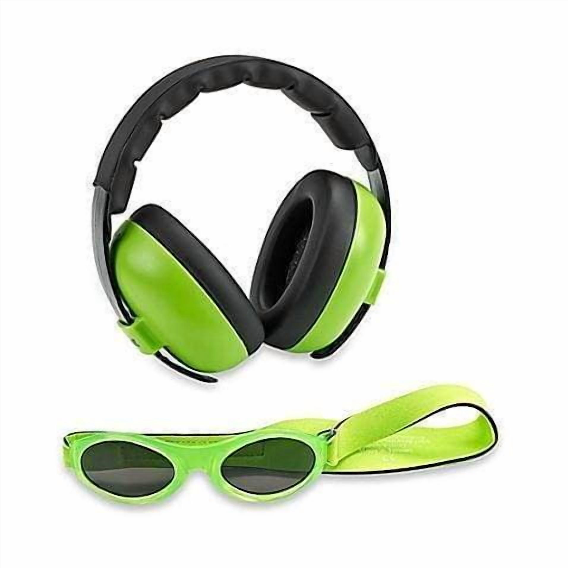 Baby Hearing Protection Earmuffs & Wrap Around Sunglasses Combo Set - One Size - Peridot
