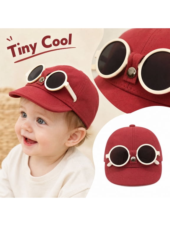 Baby Baseball Cap with Removable 3D Glasses Infant Toddler Hat for Boys Girls Soft Structured Sun Hat Casual Style