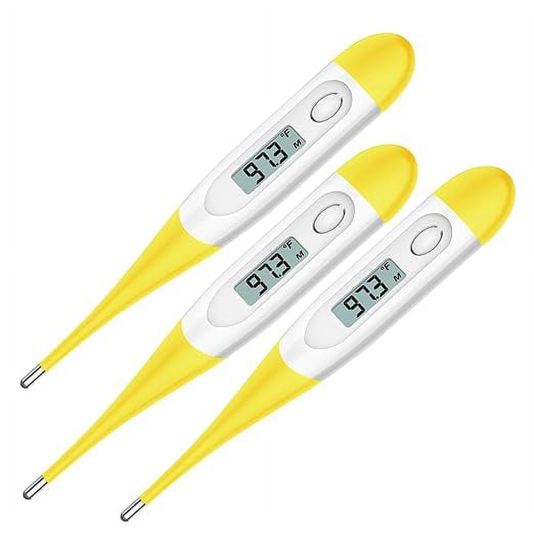 Baby Basic Thermometer, 3-Pack, Basic Digital Thermometer, 10-Second Quick Read (Yellow)