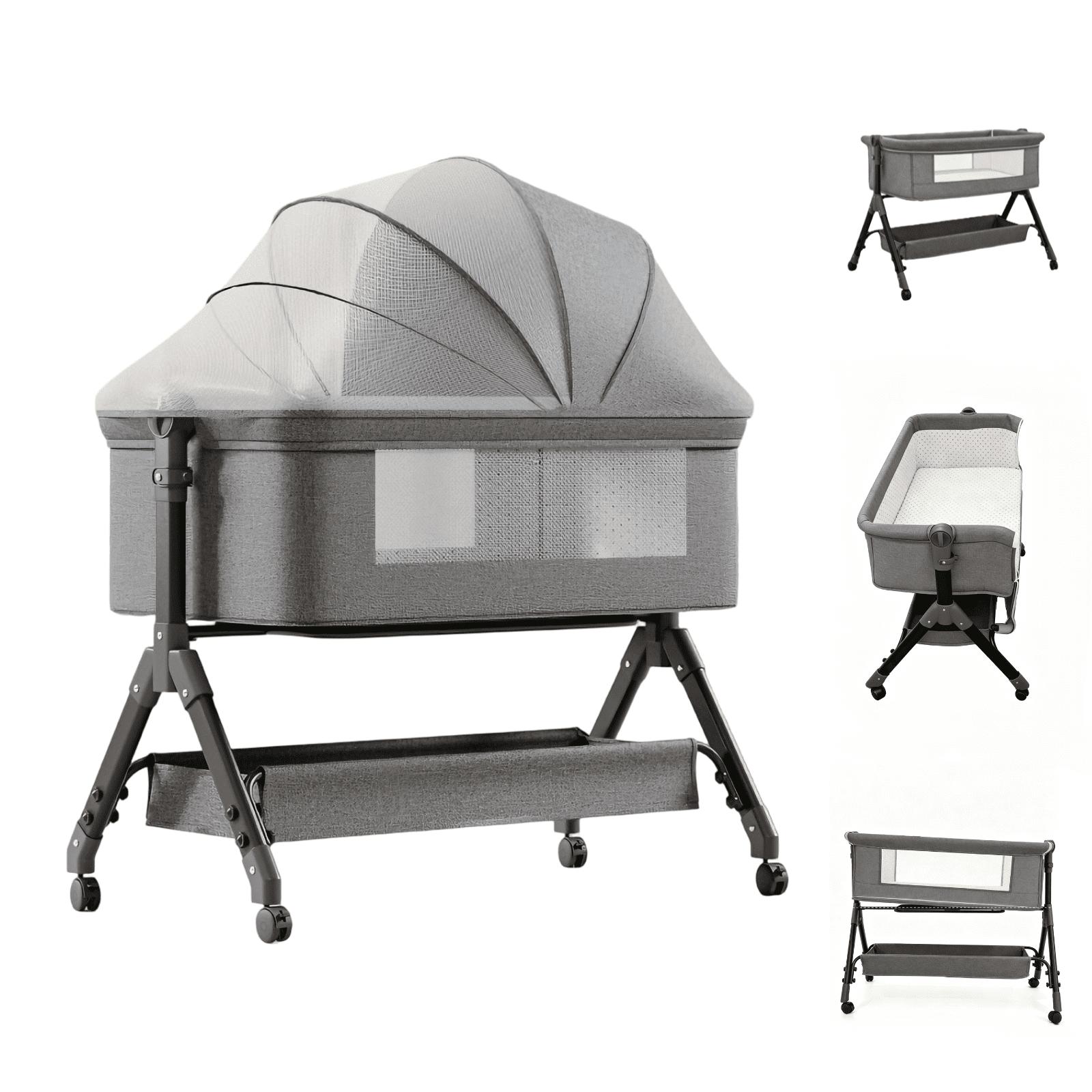 Baby Bassinet 5-in-1 Bedside Sleeper Bassinet Portable Baby Crib with Changing Table Height Adjustable Easy Folding for Babies & Infants