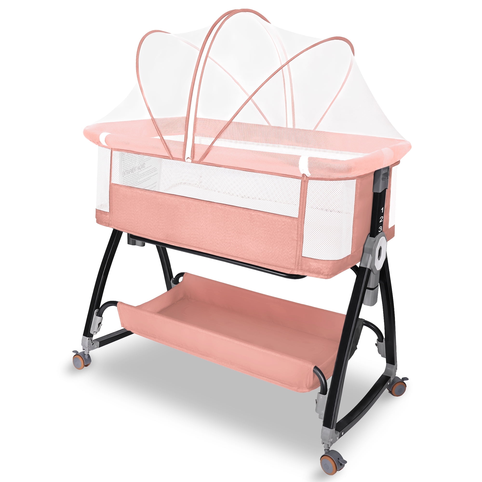 HDJ Baby Bassinet, Adjustable Bedside Sleeper with 360°Wheel