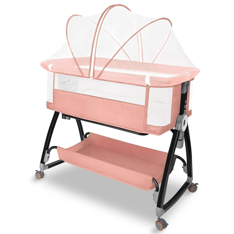 Bedside Sleeper Cute Girl Bassinets HDJ Baby Bassinet, Adjustable