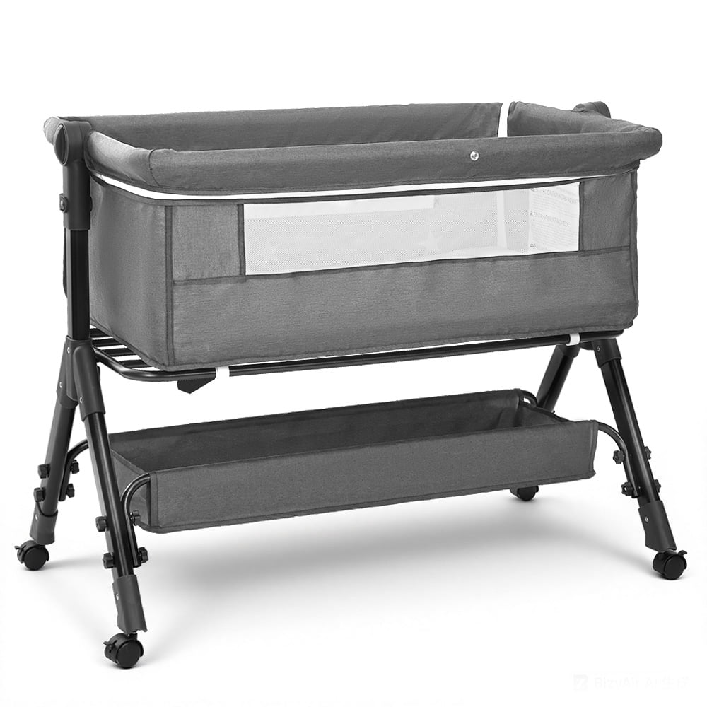 Baby Bassinet, Adjustable Baby Bedside Sleeper Bassinet with 360°Wheel, Baby Cradle for Infant,0-6 Months, light gray