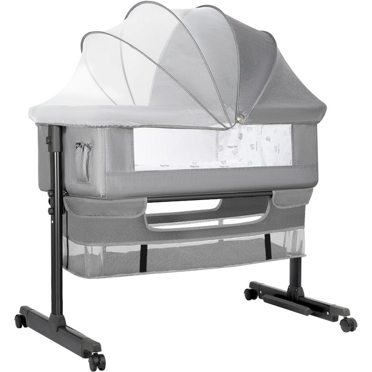 Baby Bassinet Baby Basinet Bedside Sleeper Easy to Fold Portable Crib Side Bassinet 2024new Style Girl boy bassinets Dark Gray Walmart