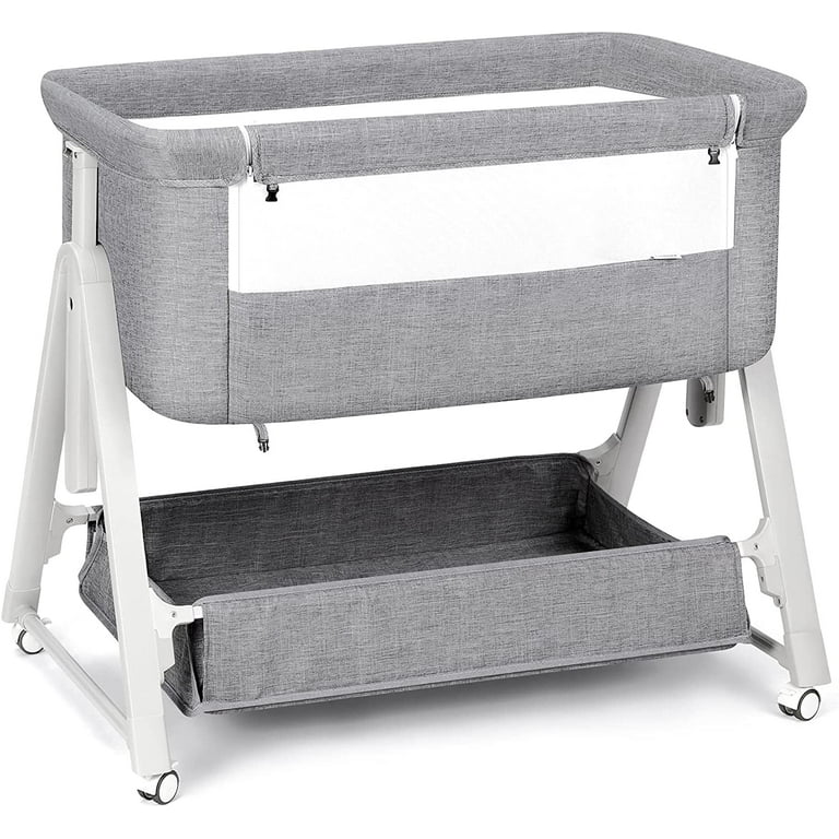 Cowiewie Safe Infant Bed, Portable Newborn Bassinet with Wheels