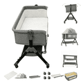 thumbnail image 1 of Baby Bassinet,Bedside Sleeper Bassinet with Changing Table, Adjustable Infant Cradle for 0–36 Months, Rocking Crib in GREY, 1 of 10