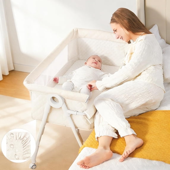 Baby Bassinet Bedside Sleeper - Upgrade Safety Bassinets with Crib Sheet, Easy to Move