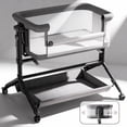 thumbnail image 1 of Baby Bassinet, Caveen Roacking Bassinet for Baby, Bedside Sleeper with Breathable Full-Mesh and Mattress, 6 Height Adjustable, Portable Bedside Crib for Infants, Grey, 1 of 10