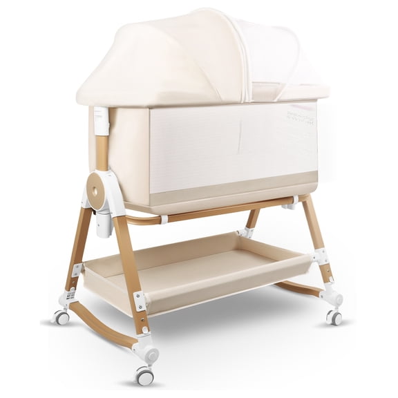 suihuooo 4 in 1 Baby Bassinet Bedside Sleeper, Height Adjustable, Easy Folding,White