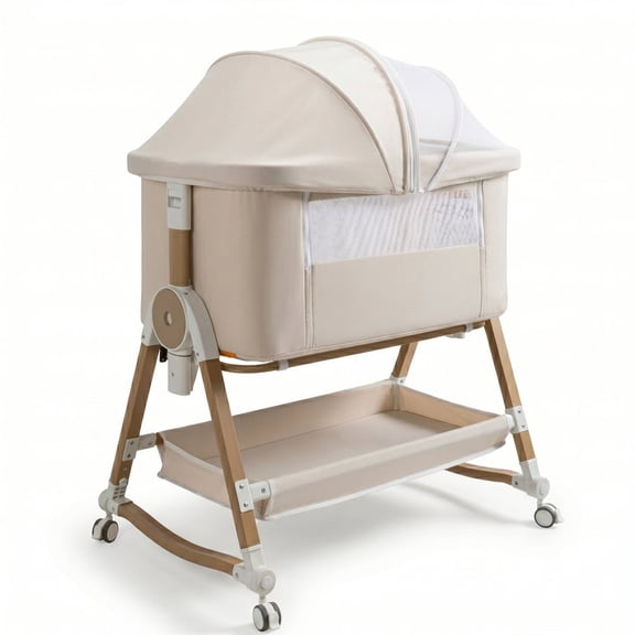 suihuooo 4 in 1 Baby Bassinet Bedside Sleeper, Height Adjustable, Easy Folding,White