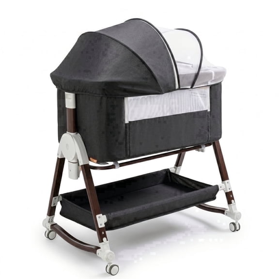 suihuooo 4 in 1 Baby Bassinet Bedside Sleeper, Height Adjustable, Easy Folding,Black